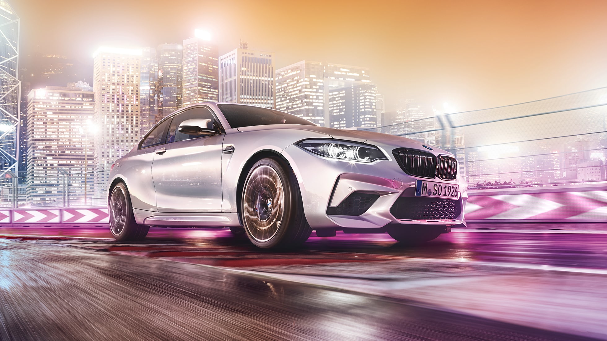 Diseño delantero del BMW M2 Competition F87 Diseño delantero del BMW M2 Competition F87 2018 Hockenheim Silver metálico vista delantera de tres cuartos