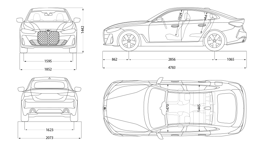 BMW M440i xDrive Gran Coupé G26 2021 Bosquejo de datos BMW M440i xDrive Gran Coupé G26 2021 Bosquejo de datos