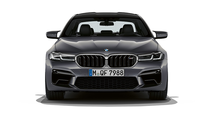BMW M5 F90 LCI Renovación 2020 Brands Hatch Grau metalizado, vista del frontal