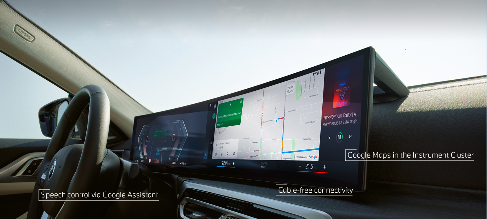 Android AutoTM en el BMW Curved Display Android AutoTM en el BMW Curved Display en el vehículo con BMW ConnectedDrive