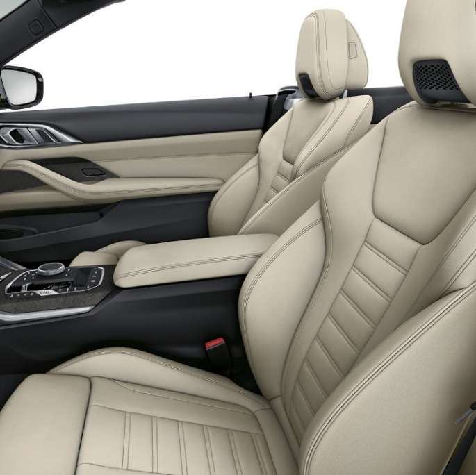 Asientos deportivos con tapicería en cuero exclusivo BMW Serie 4 Convertible G23 2020 Acabado M Sport, interior