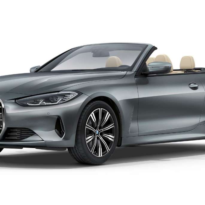 BMW Serie 4 Convertible G23 2020, equipamiento de serie, Bluestone metalizado, vista de tres cuartos del frontal