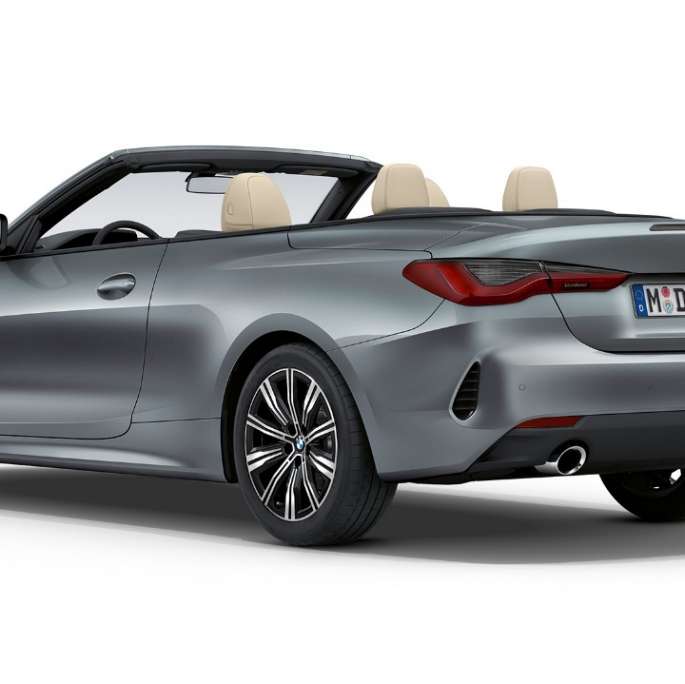 BMW Serie 4 Convertible G23 2020, equipamiento de serie, Bluestone metalizado, vista de tres cuartos de la zaga